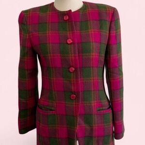 Vintage Bernard Holtzman Pink & Green Plaid Blazer | Size M/L